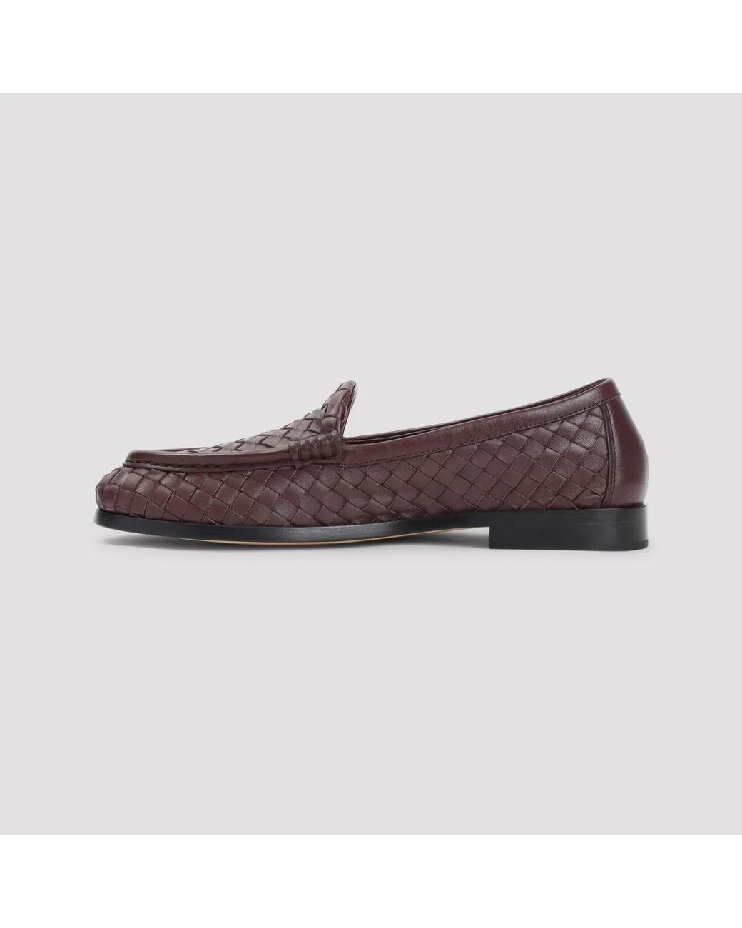 Bottega Veneta Brown Deep Mahogany Leather Silenzio Supple Intrecciato Loafer
