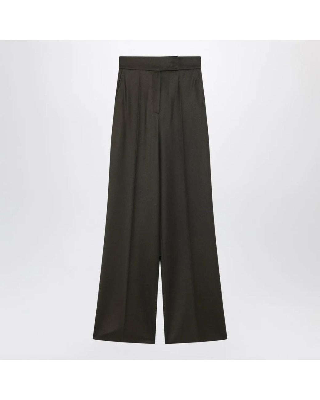 Max Mara Gray Moss Wideleg Wool Trousers