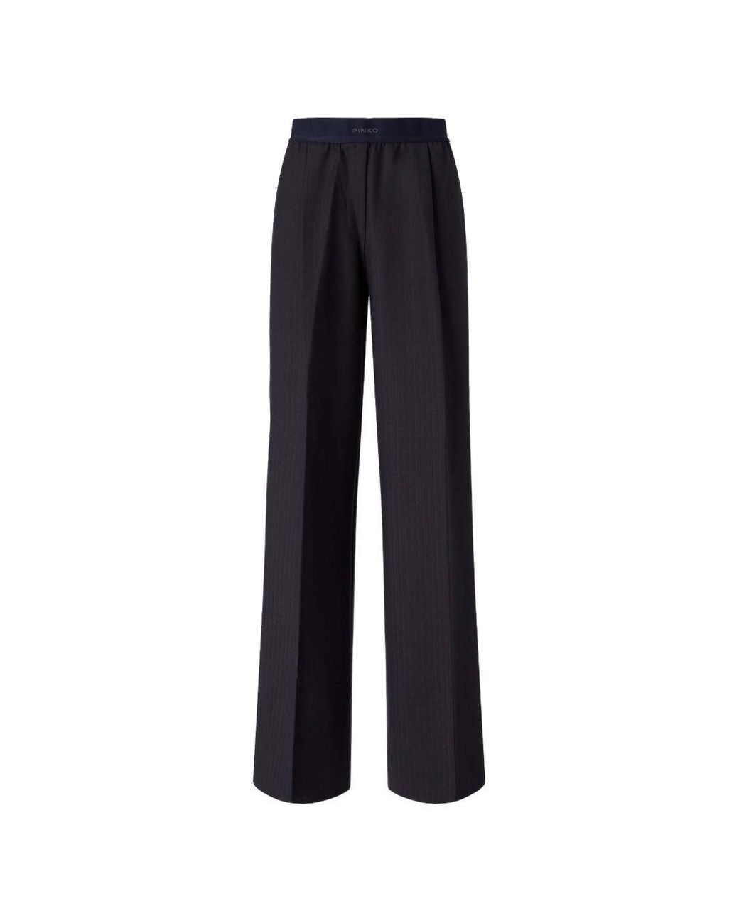 Pinko Blue Polyester Wool Trousers