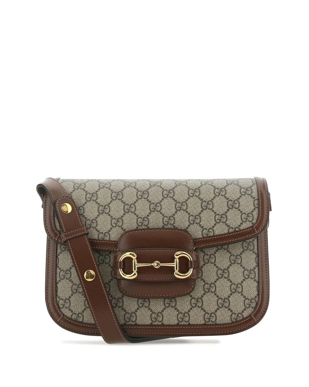 Gucci Brown Gg Supreme Fabric And Leather Horsebit 1955 Shoulder Bag