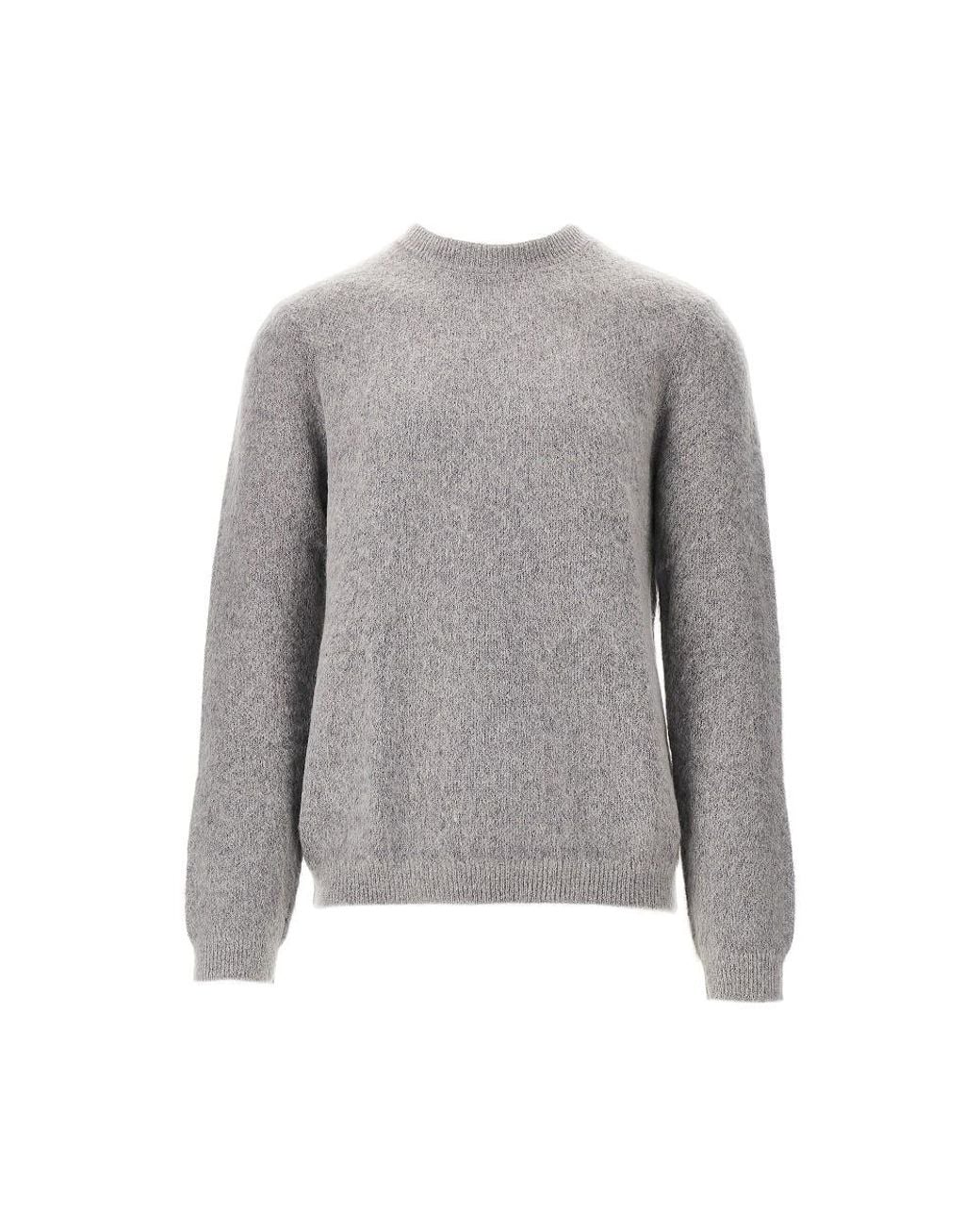 Emporio Armani Gray Mohair Blend Crewneck Sweater for men