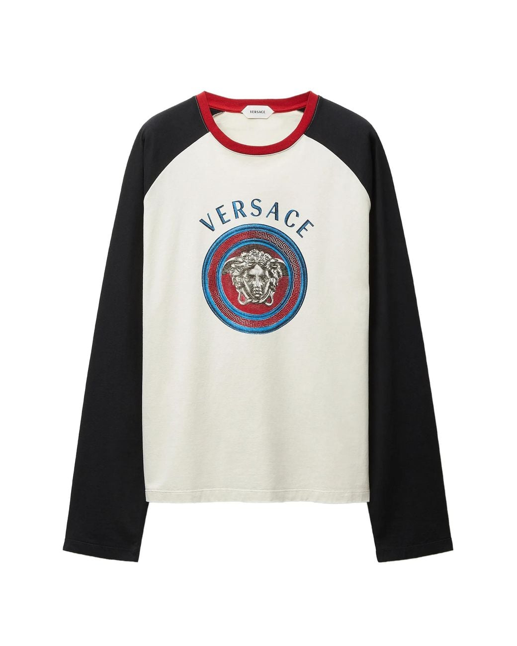 Versace Black Cotton T-Shirt With Medusa Logo Print for men