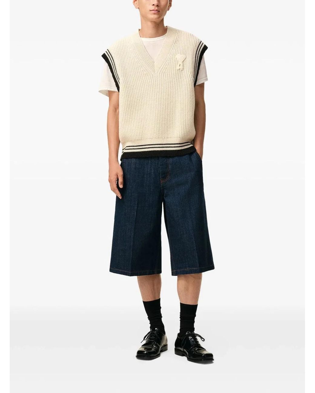AMI Blue Ami De Coeur Sleeveless Sweater for men
