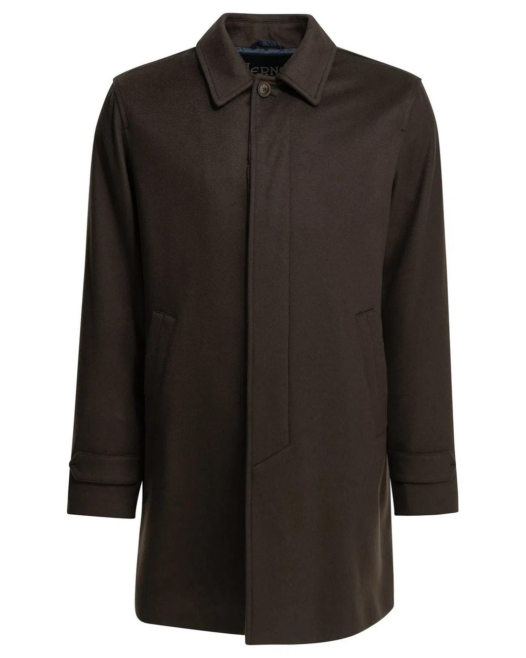 Herno Black Long Coat Made Of Pure Cashmere for men
