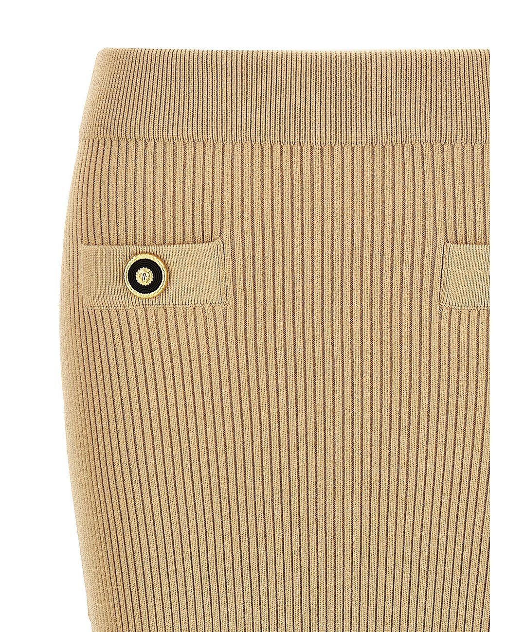 Balmain Natural Ribbed Midi Skirt