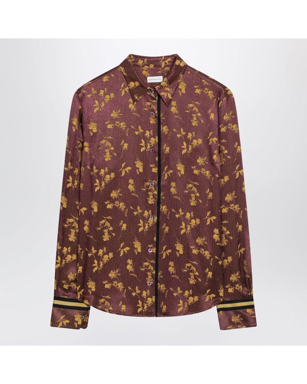 Dries Van Noten Brown Floral Jacquard Shirt