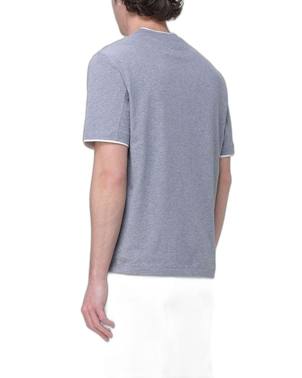 Brunello Cucinelli Blue Cotton T-Shirt for men