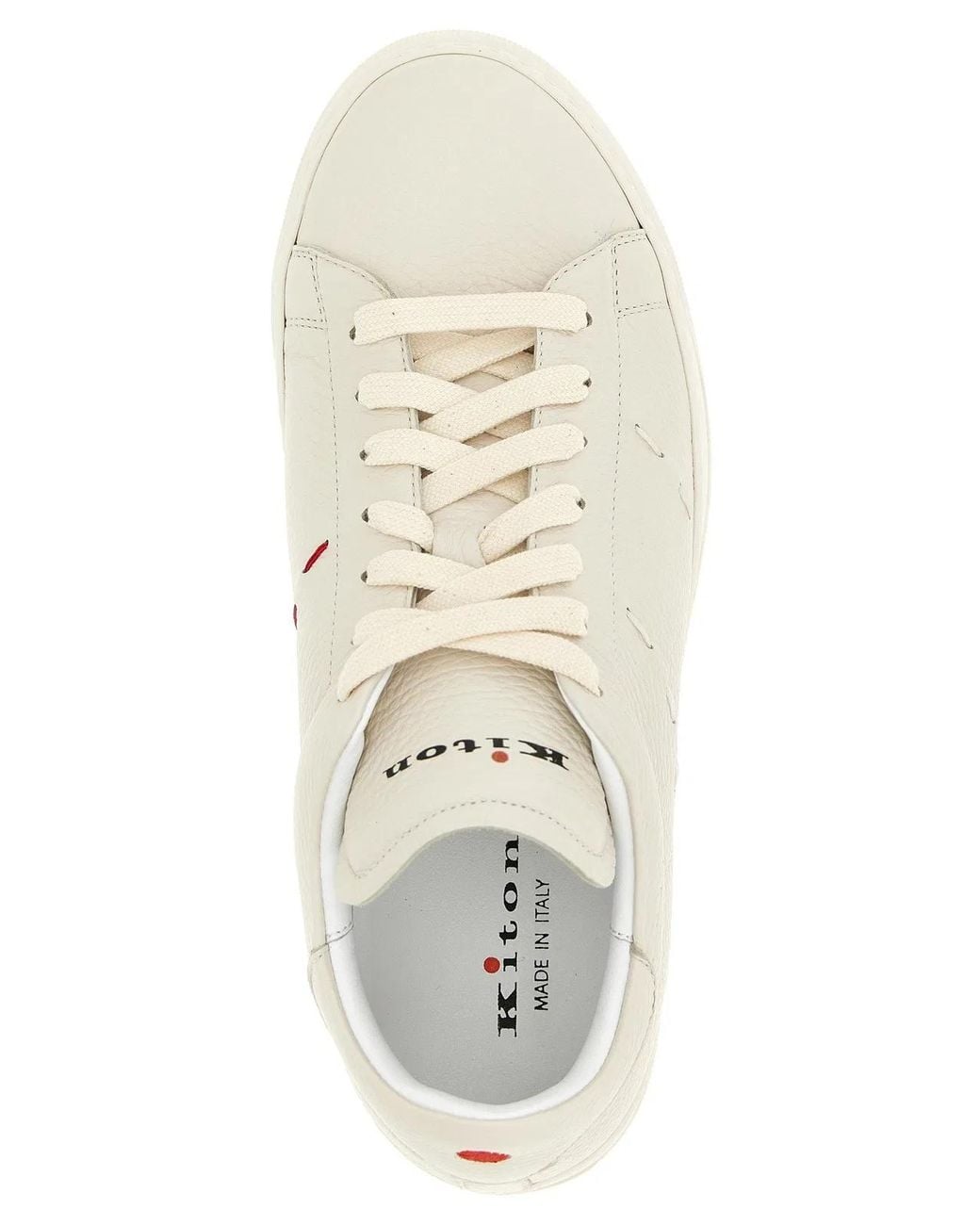 Kiton White Hammered Leather Sneaker for men