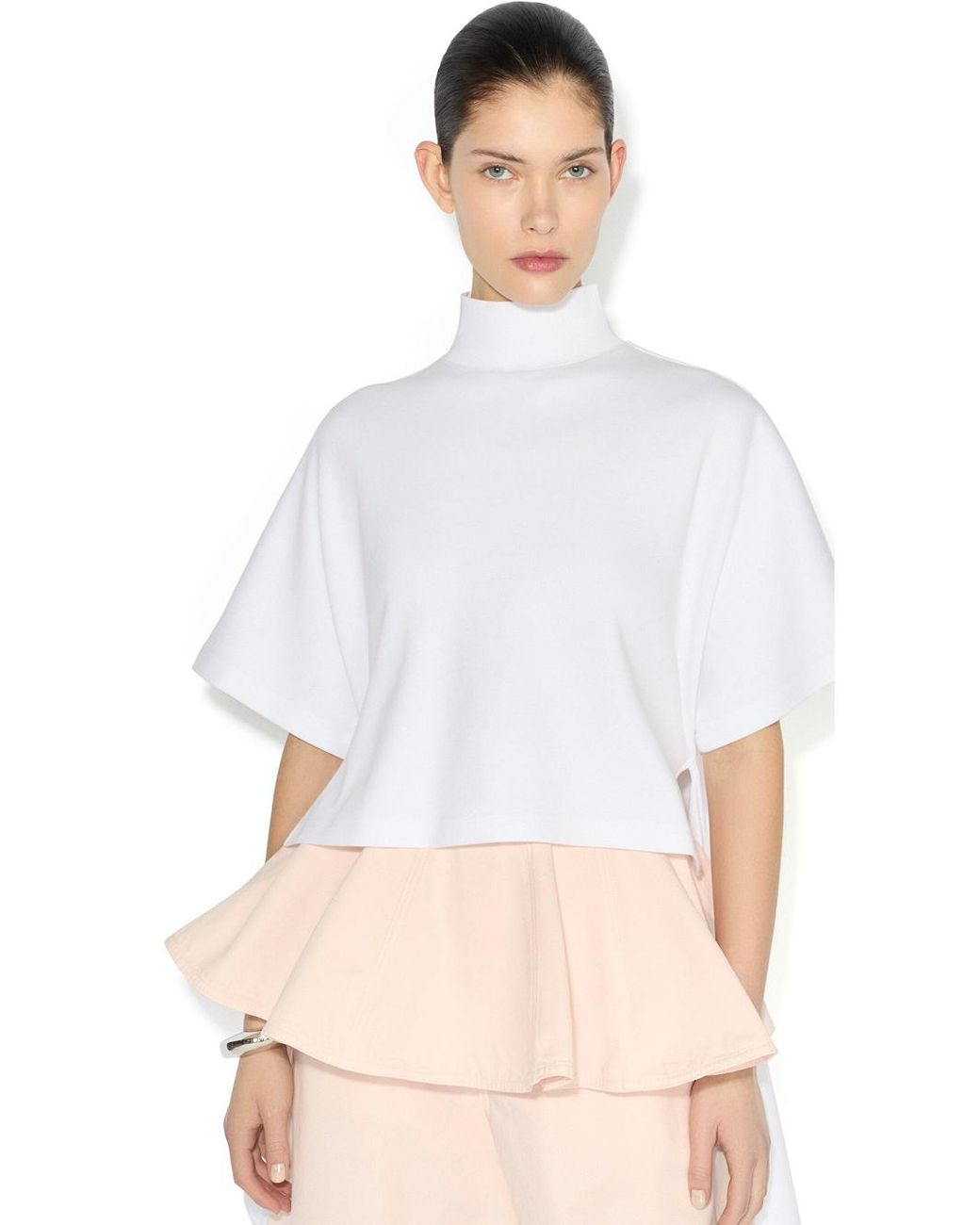 Alaïa White Alaia Asymmetric Cotton T-Shirt