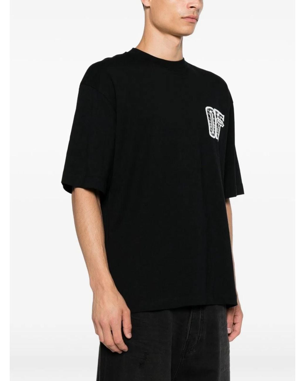 Off-White c/o Virgil Abloh Black Motion Arrow Skate Cotton T-Shirt for men