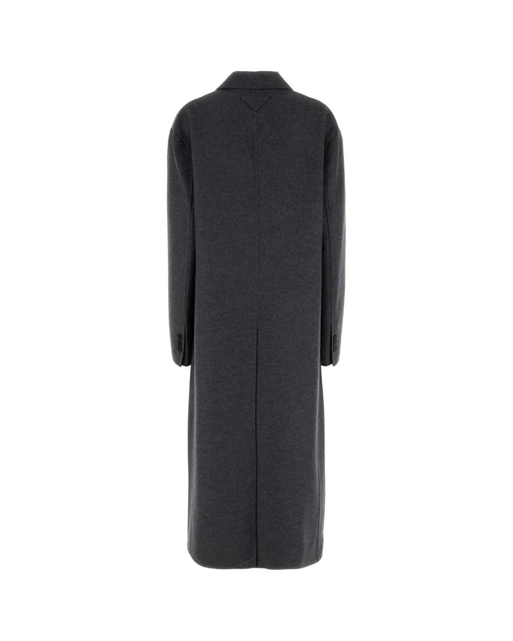 Prada Black Dark Grey Wool Blend Coat