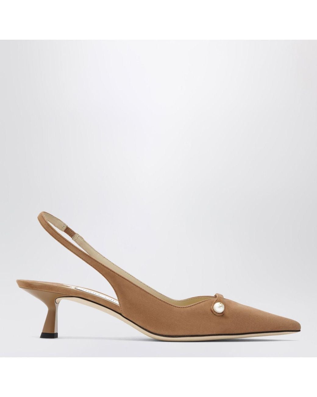 Jimmy Choo Brown 45Mm Amita Pearl-Embellished Slingback Pumps