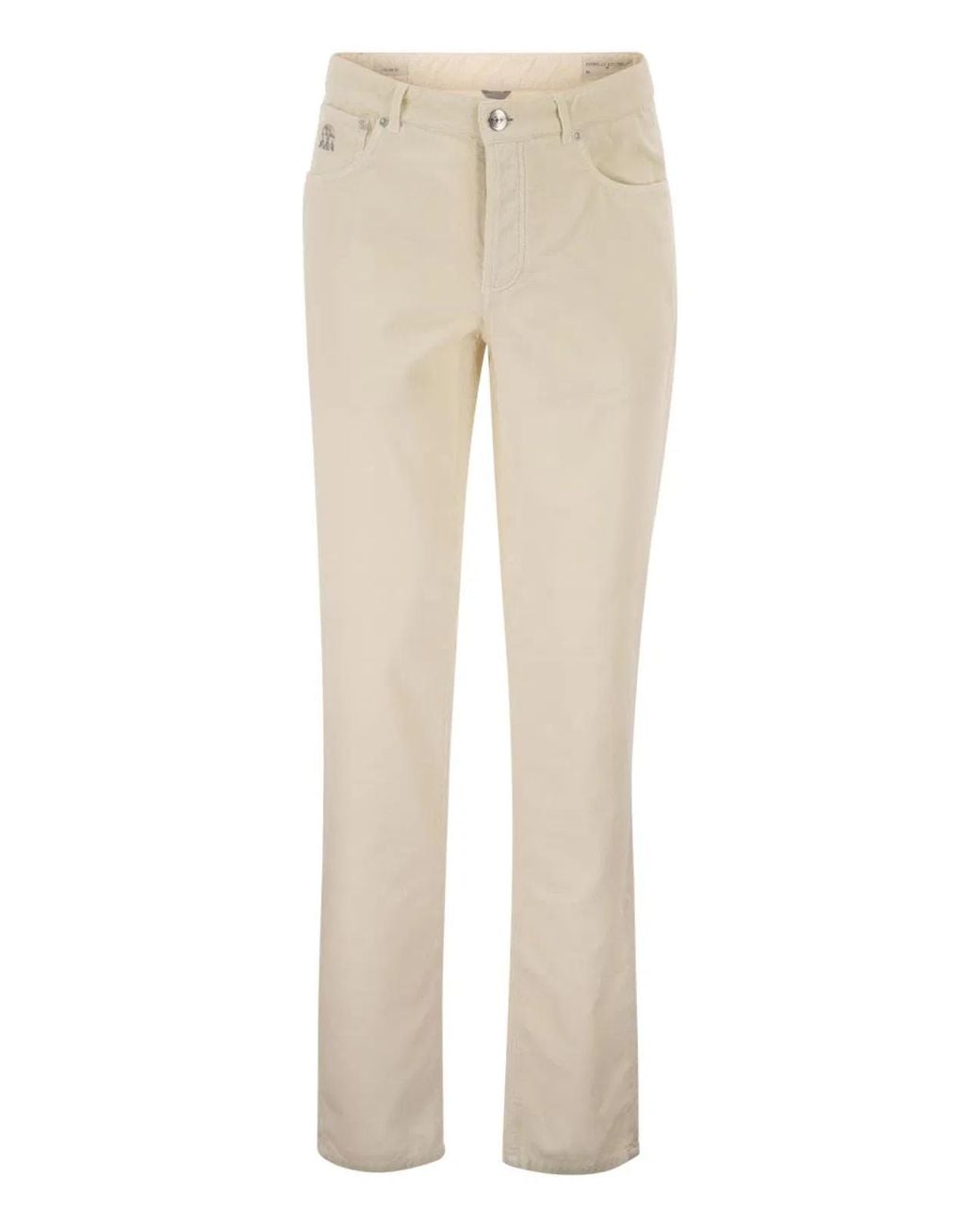 Brunello Cucinelli Natural Five-Pocket Cotton Corduroy Trousers for men