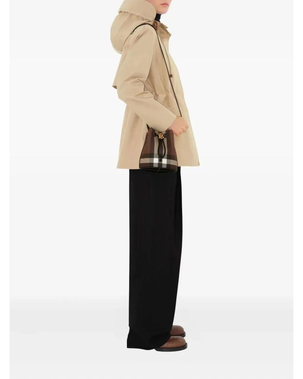 Burberry White Mini Check Bucket Bag