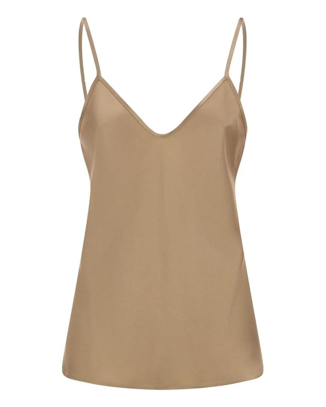 Max Mara Brown Msecomma – Fluid Satin Camisole Top With Slim Straps