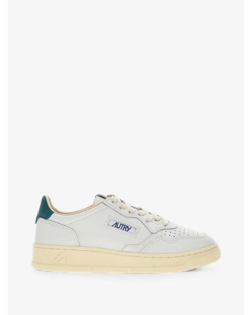 Autry White Perforated-Toe Leather Low-Top Sneakers