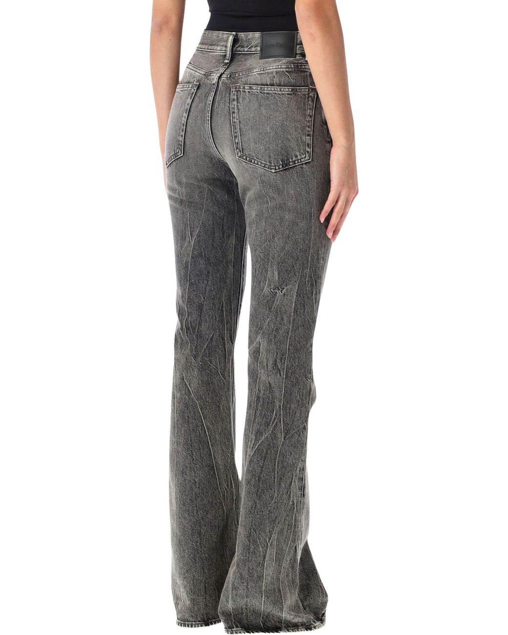 Acne Gray High-Rise Flared Jeans