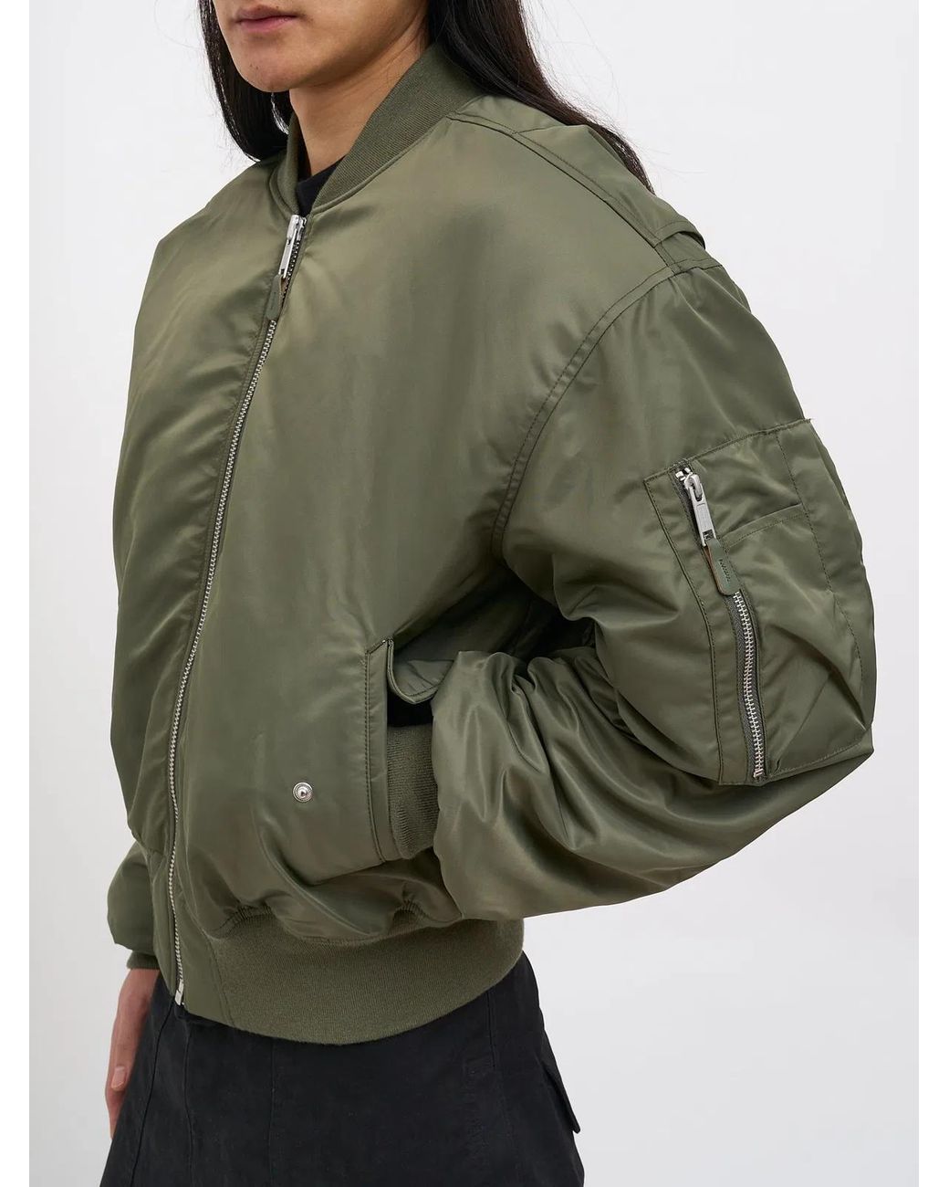 Entire studios Green Cropped Broad Khaki Bomber for men