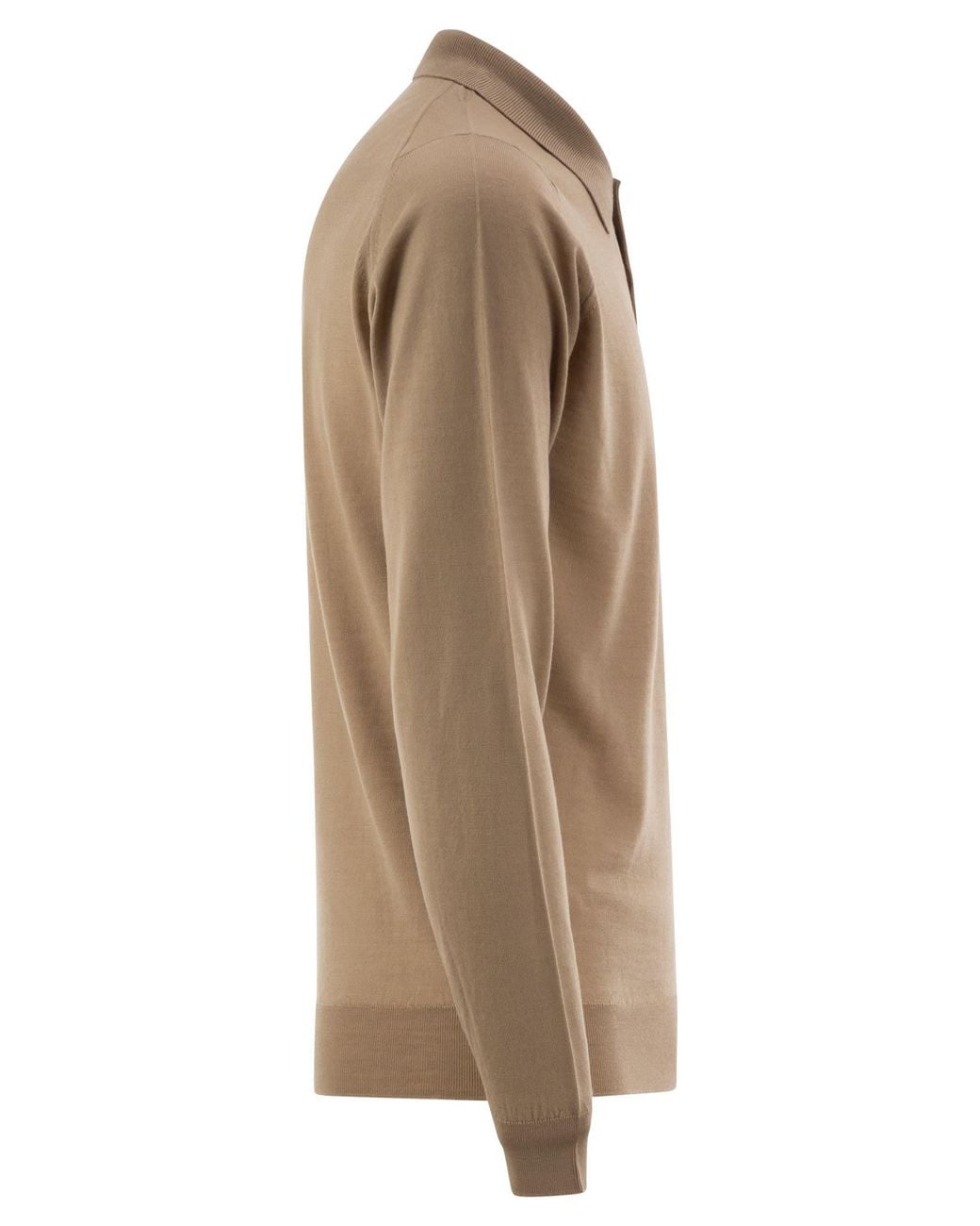 John Smedley Brown Long-Sleeved Merino Wool Polo Shirt for men