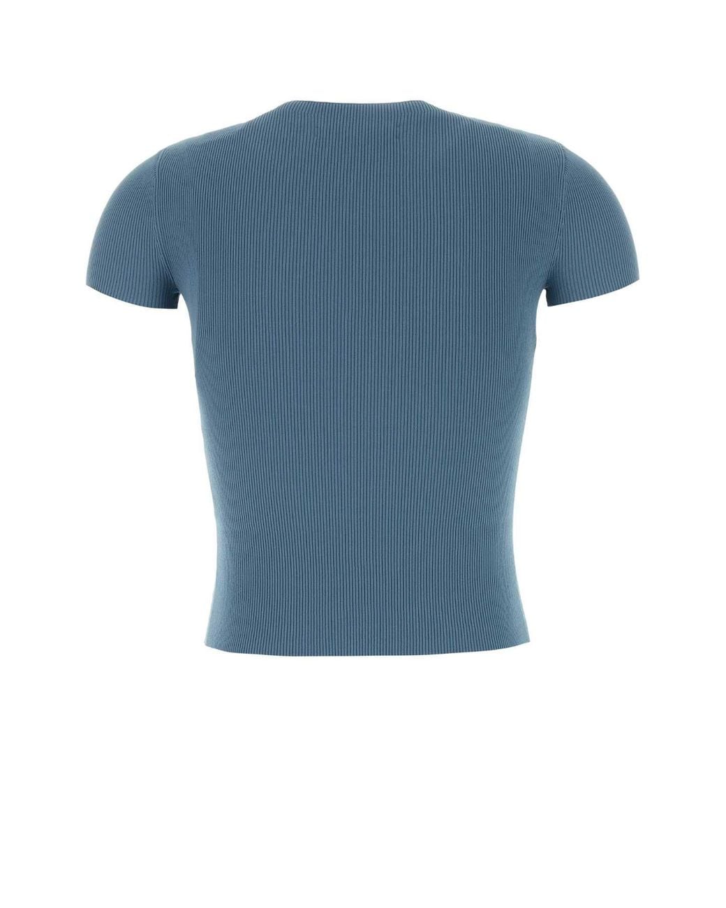 Alexander Wang Blue Ss Crewneck Top W/ Jacquard Logo