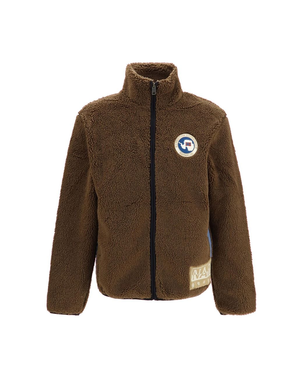 Napapijri Brown Archive Full-Zip Fleece Sweater for men