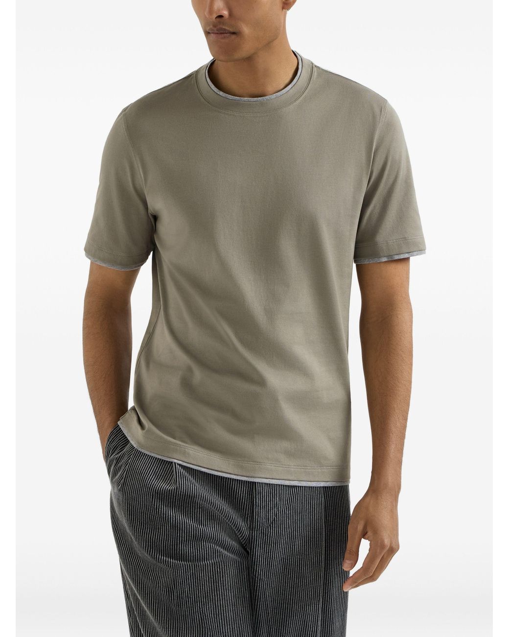 Brunello Cucinelli Gray Cotton T-Shirt for men