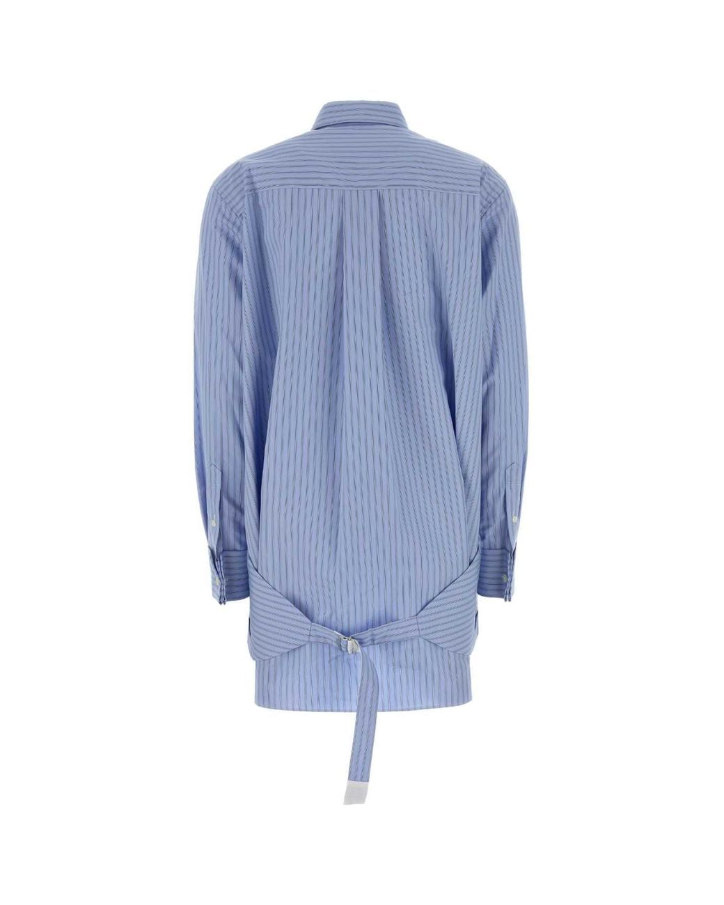 Sacai Blue Embroidered Poplin Shirt Dress