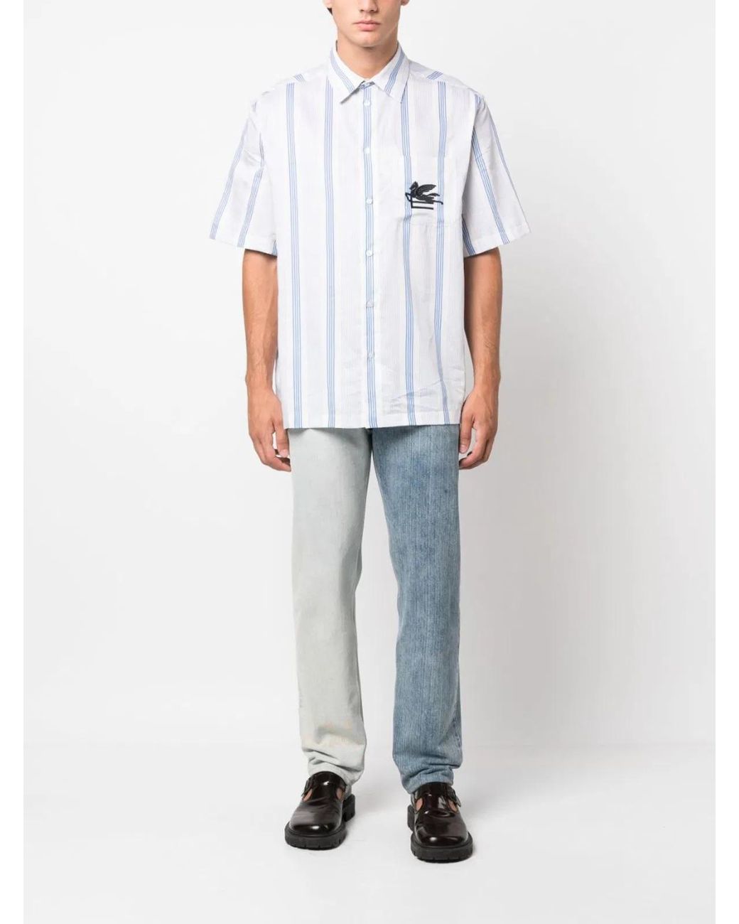 Etro Blue Shirt With Logo for men