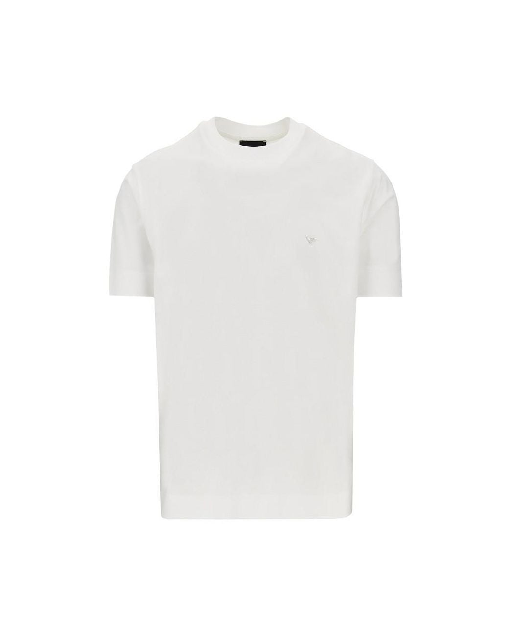 Emporio Armani White Lyocell And Cotton Blend T-Shirt With Logo for men