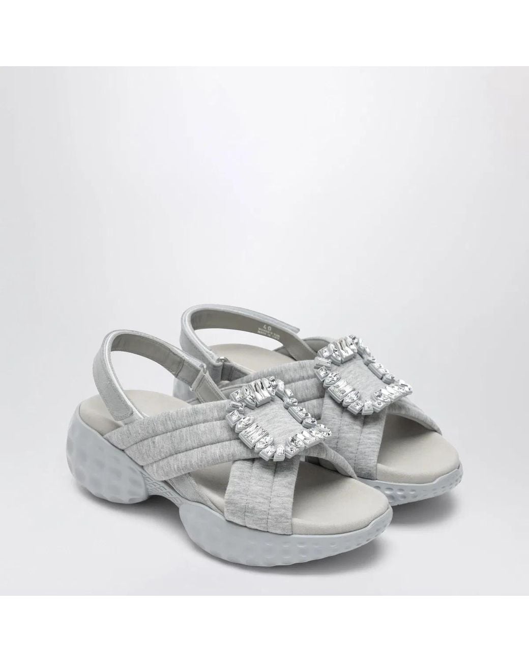 Roger Vivier White Viv' Run Slingback Sandals With Crystals