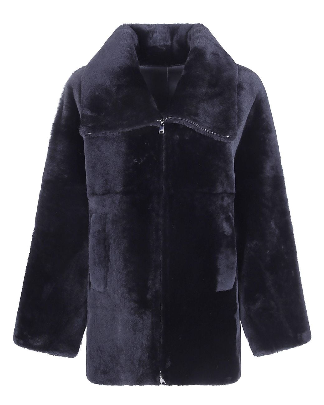 Blancha Blue Straight Merino Shearling Jacket