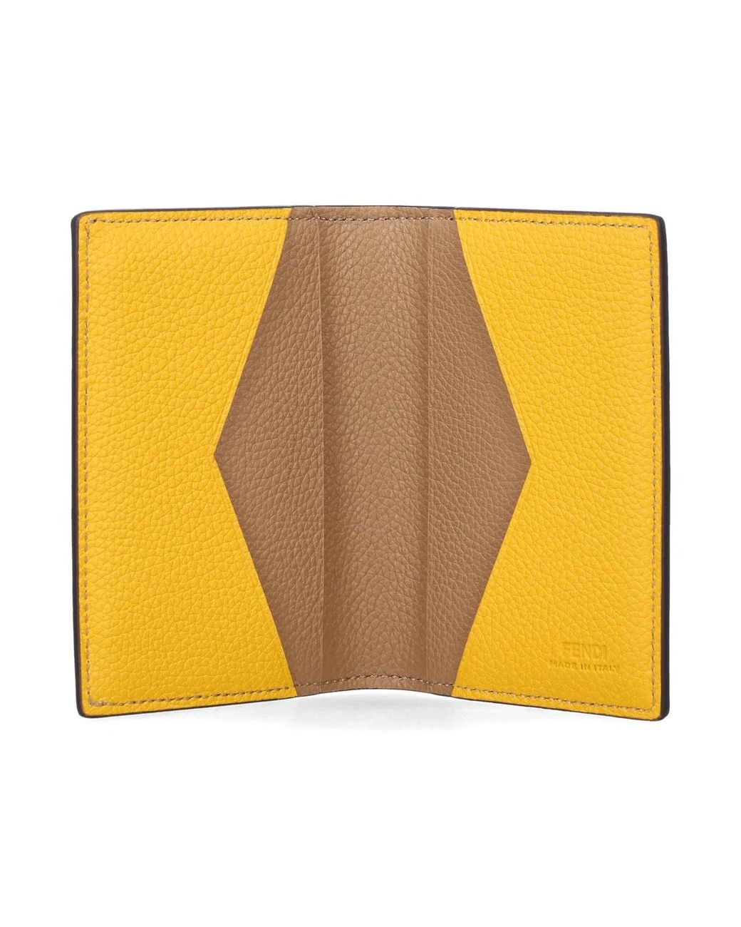 Fendi Yellow Lui Leather Card Holder for men