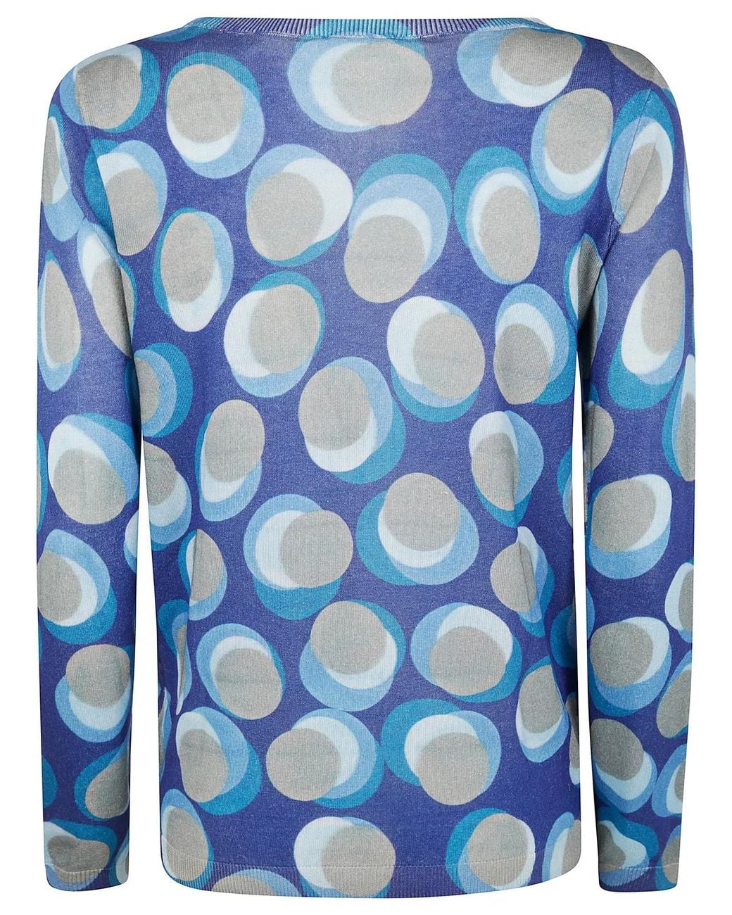 In bed with You Blue Printed Boat Neck Sweater