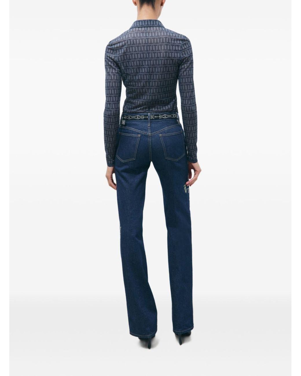 Tory Burch Blue Embroidered Denim Jeans