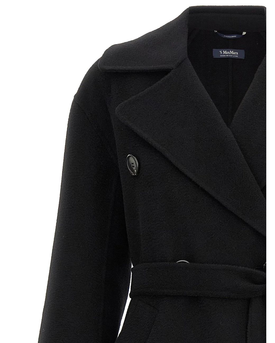 Max Mara Black Virgin Wool Coat
