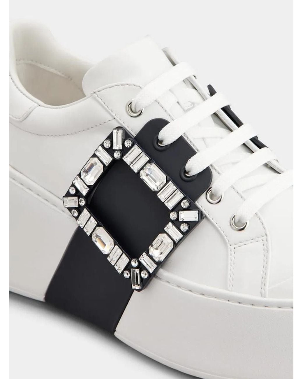 Roger Vivier White Viv Skate Sneaker High Sole