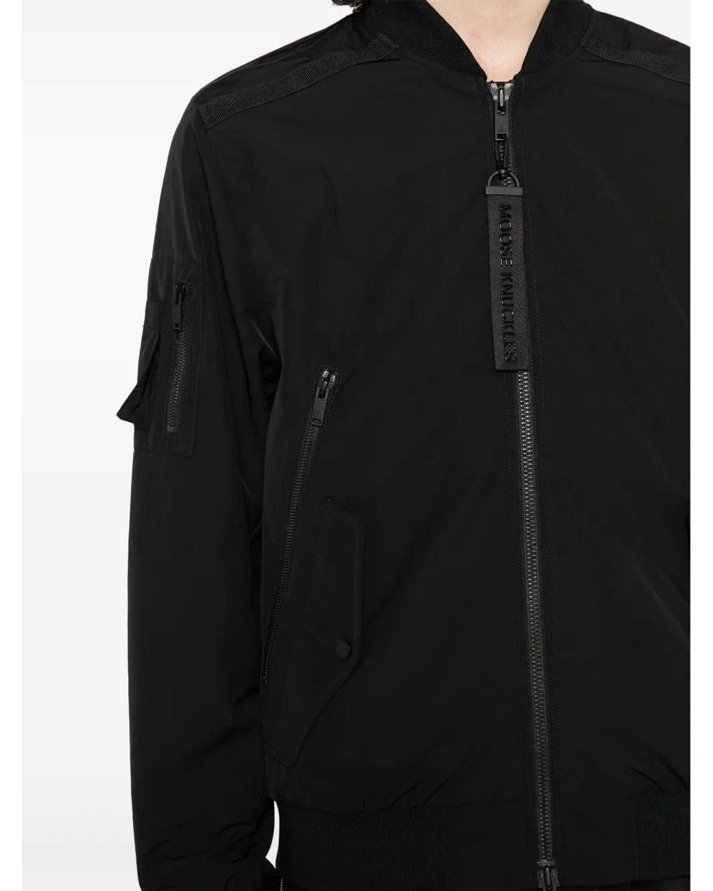Moose Knuckles Black Courville Logo Bomber Jacket for men
