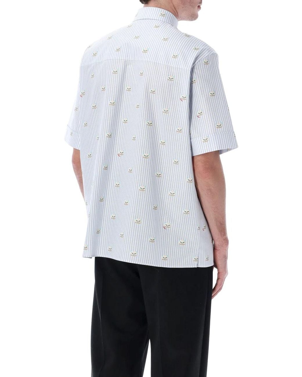 Valentino Garavani White Oxford Shirt With Le Chat De La Maison Print for men