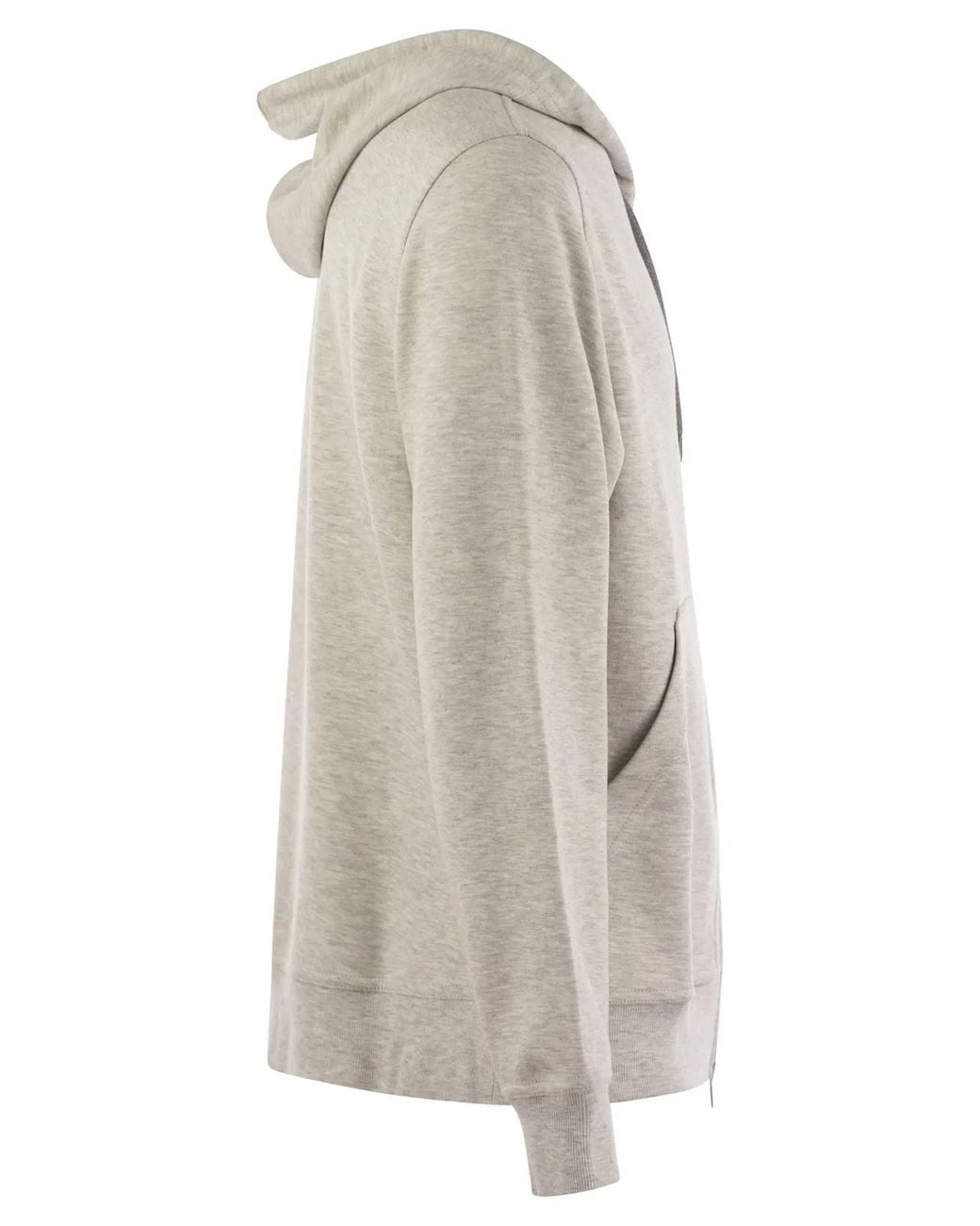 Brunello Cucinelli Gray Cotton, Cashmere And Silk Fleece Zipped Topwear for men