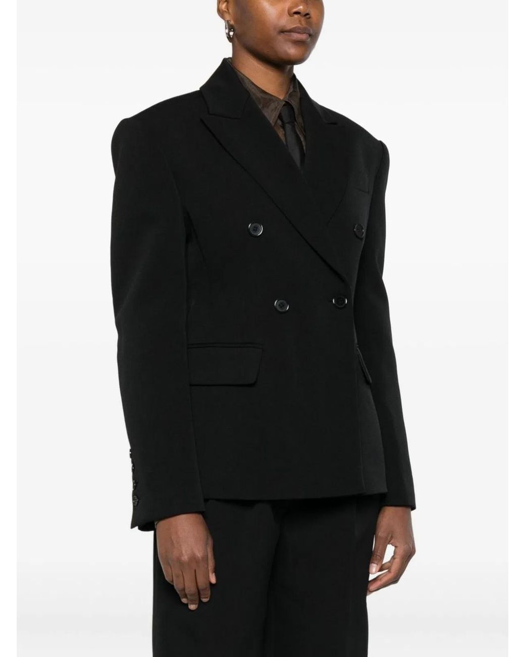 Frankie Shop Black Doyer Double-Breasted Blazer Jacket