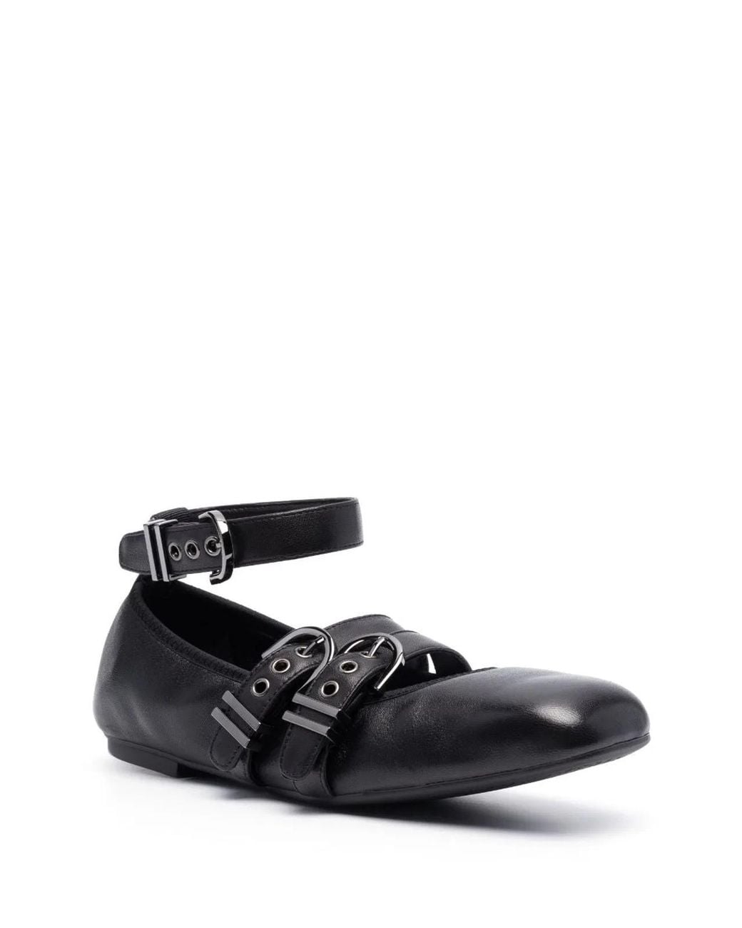 Stuart Weitzman Black Leather Ballerina Shoes