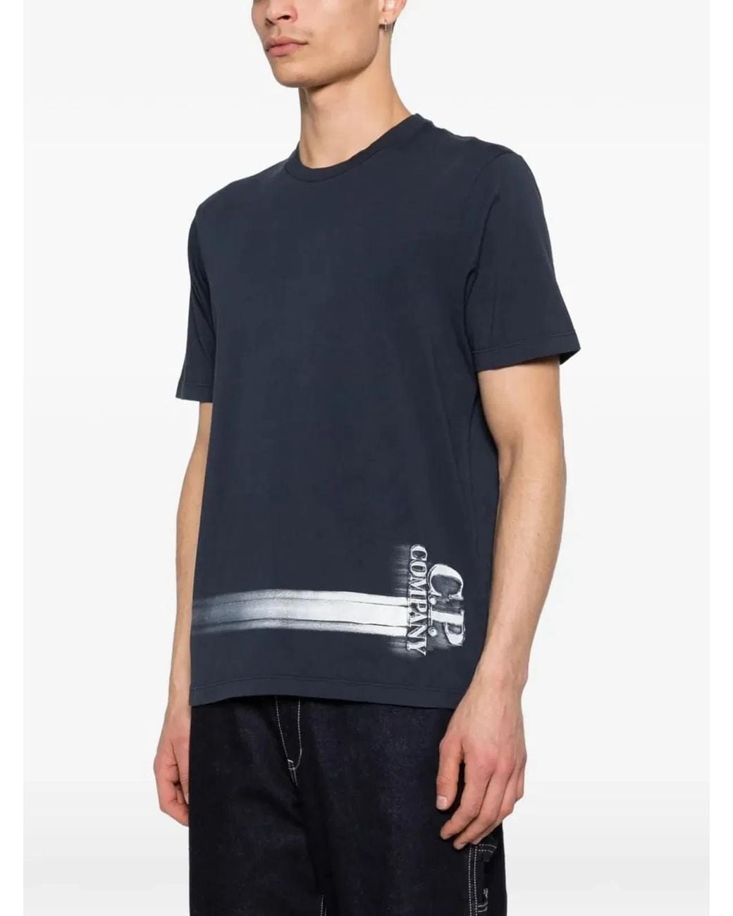 C P Company Blue C.P.Company Short-Sleeve Graphic-Print T-Shirt for men
