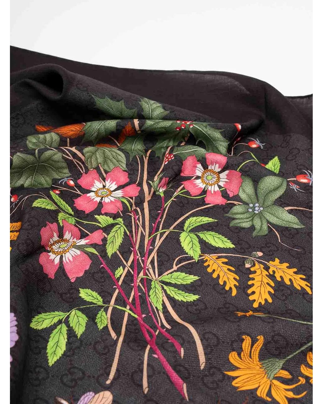 Gucci Black 'Flora' Foulard