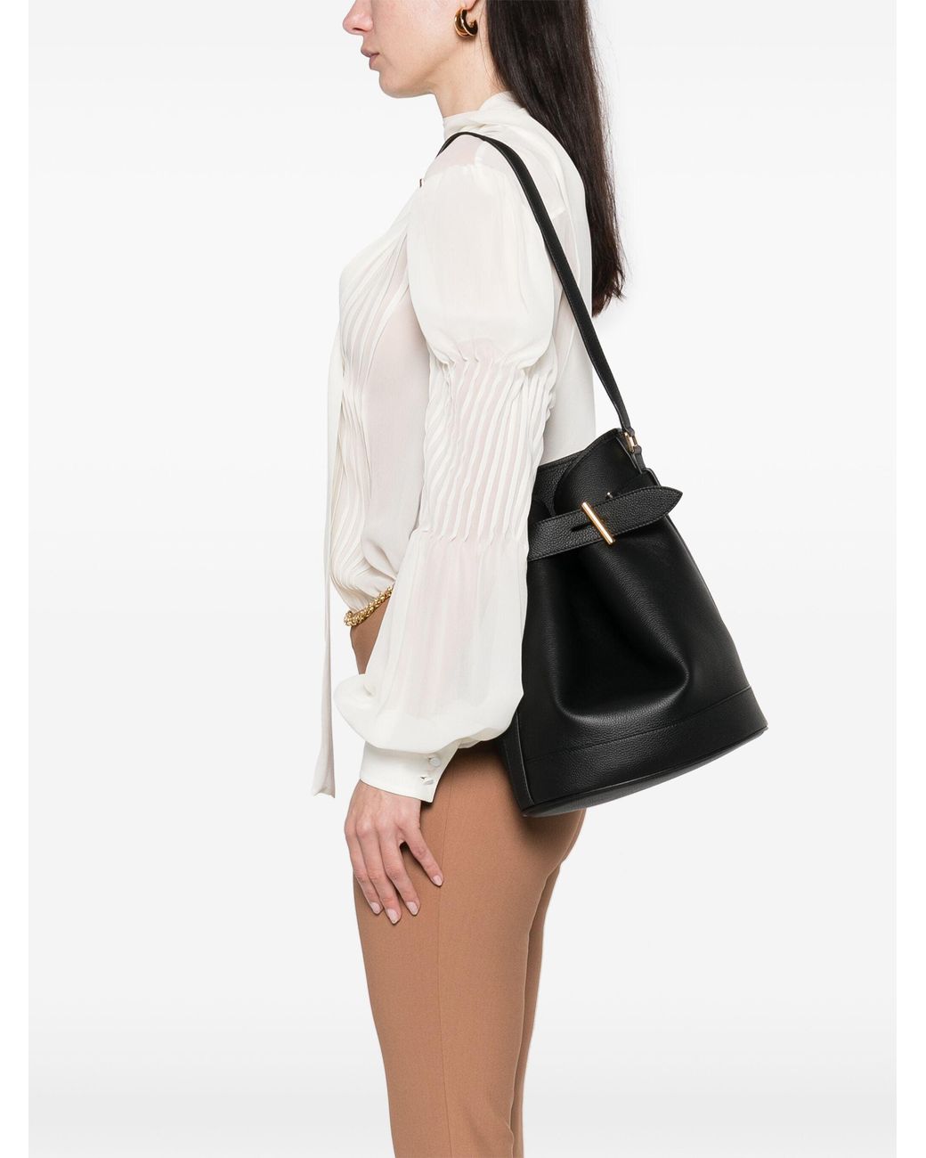 Tom Ford Black Mini Bucket Drawstring Handbag