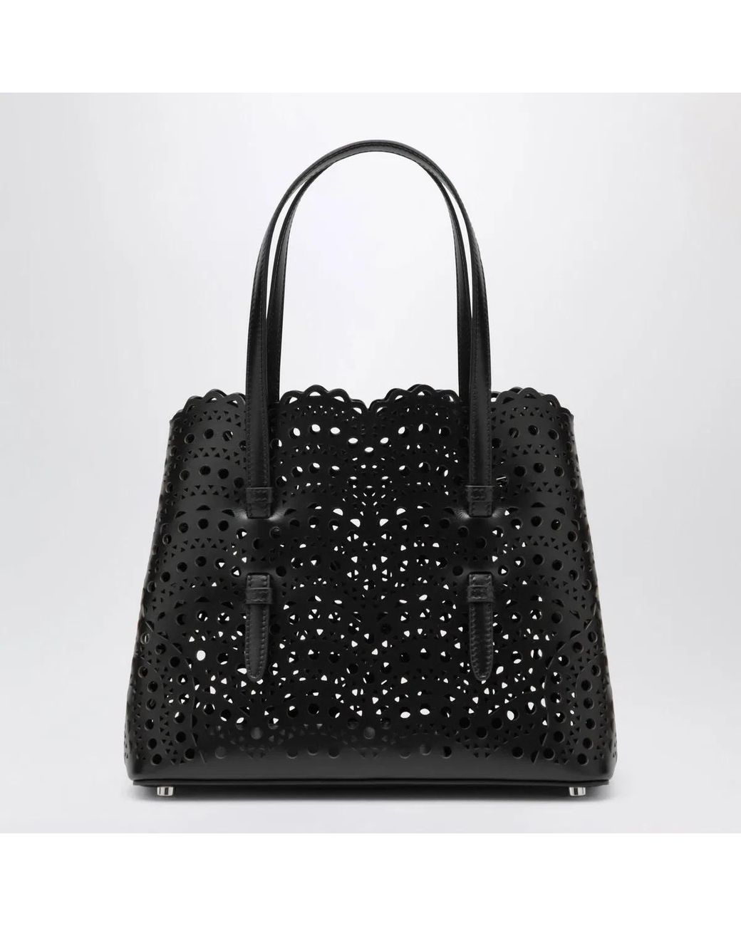 Alaïa Black Alaia Mina 25 Calfskin Leather Tote Bag