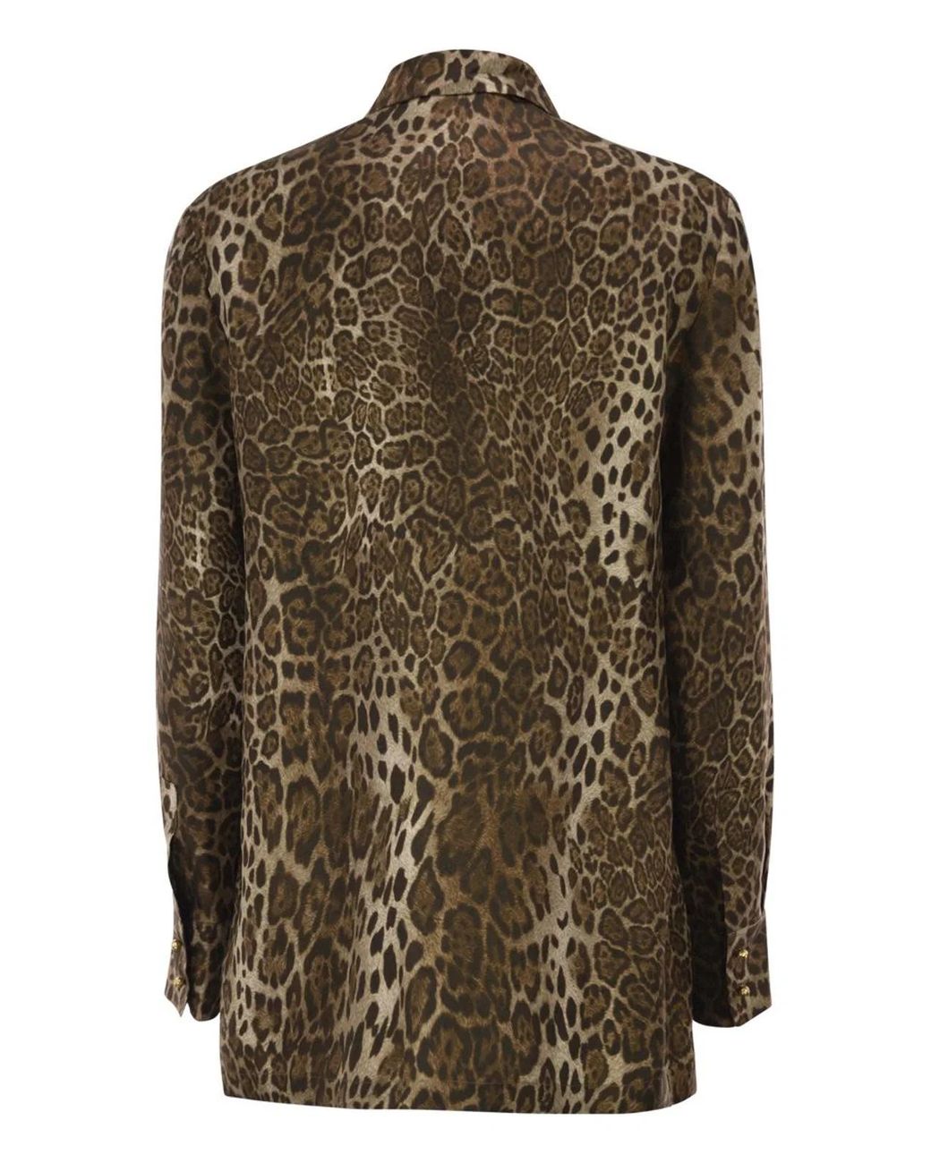 Max Mara Brown Mstaffari – Pure Silk Animal-Print Shirt