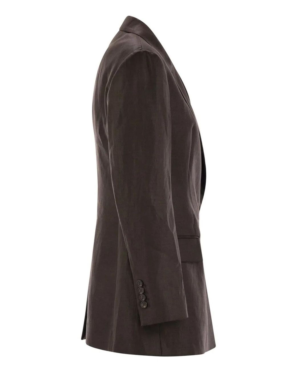 Brunello Cucinelli Black Shiny Linen Twill Jacket With Necklace