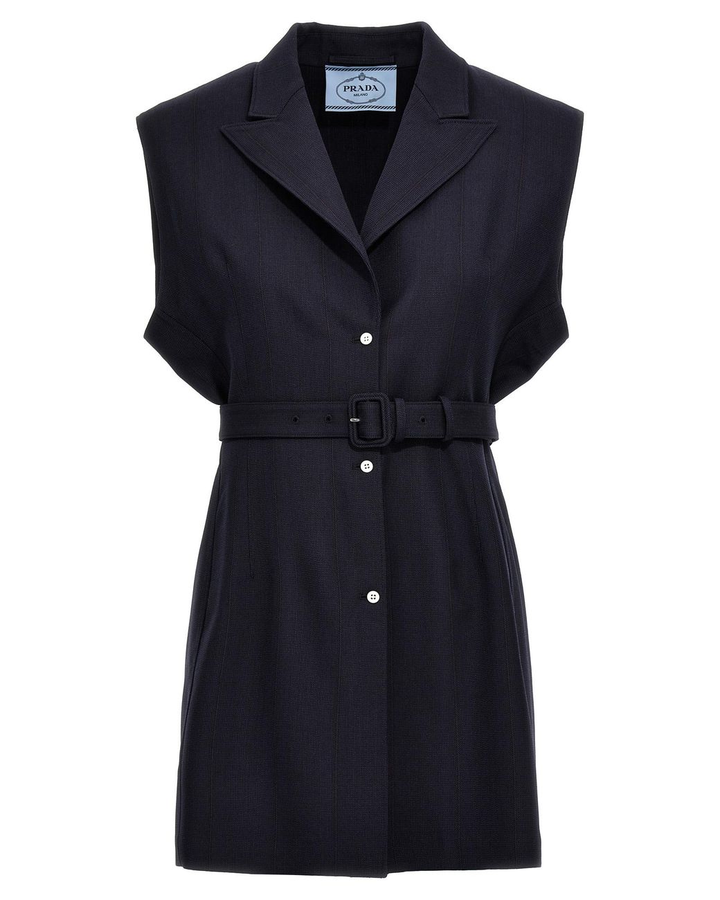 Prada Blue Belt Wool Vest