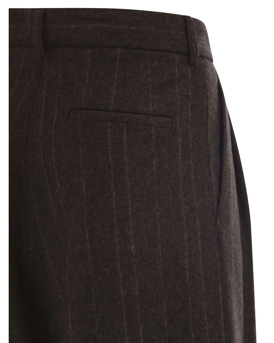 Antonelli Black Wide-Leg Pinstripe Trousers
