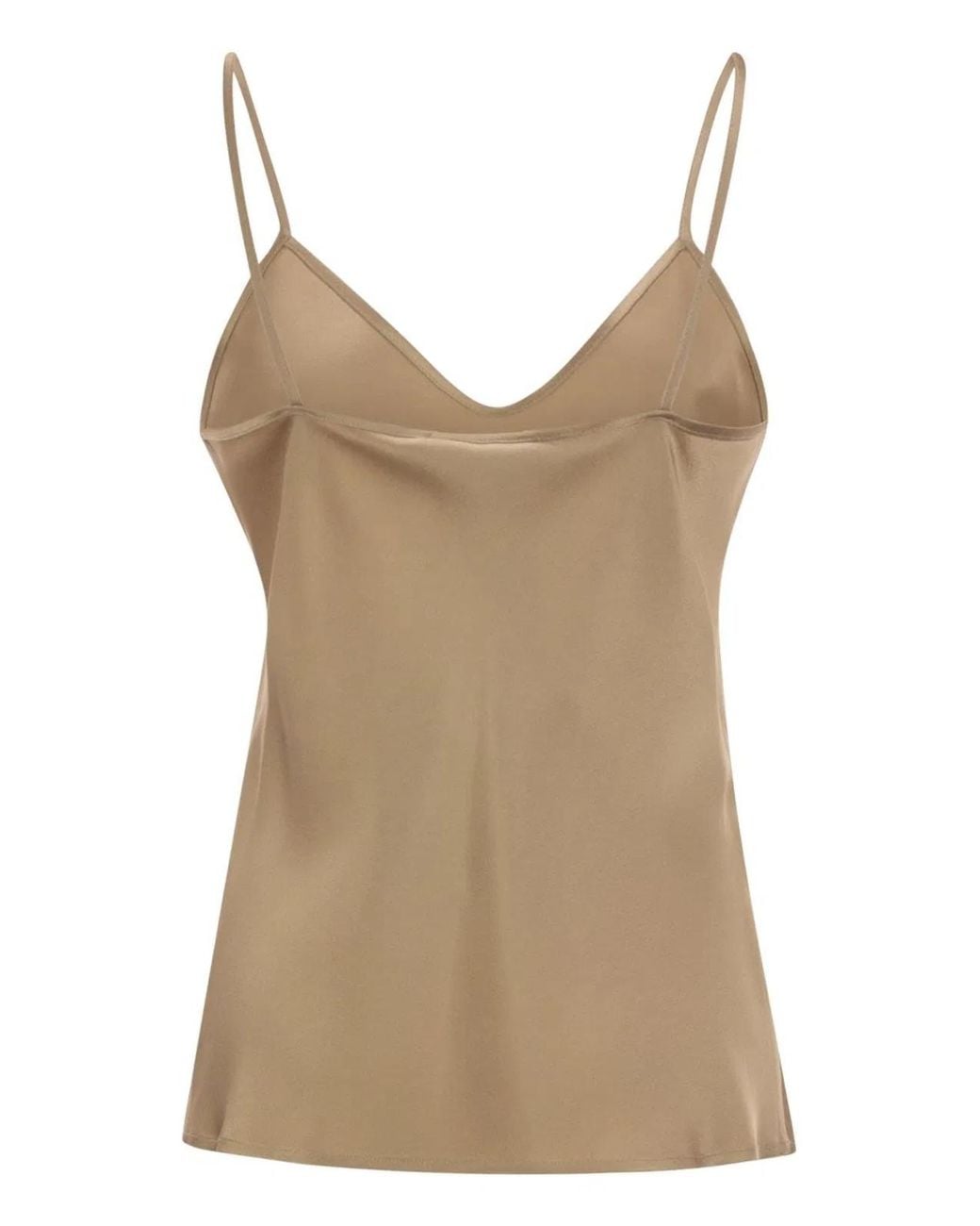 Max Mara Brown Msecomma – Fluid Satin Camisole Top With Slim Straps